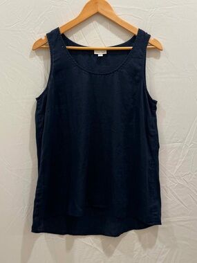J. Jill Navy Sleeveless 100% Linen Tank top M Women